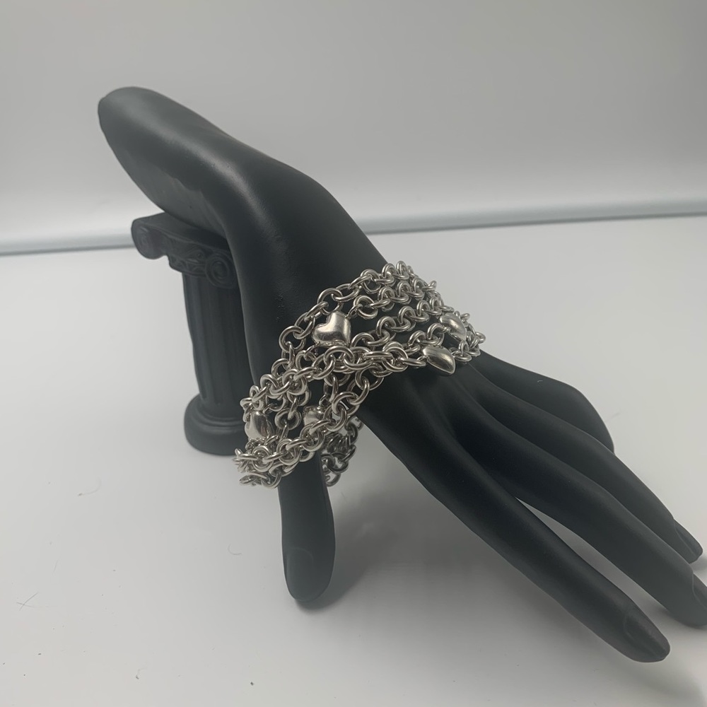 Rare/Discontinued Tiffany & Co. .925 Silver Multi Strand Pop Heart Bracelet